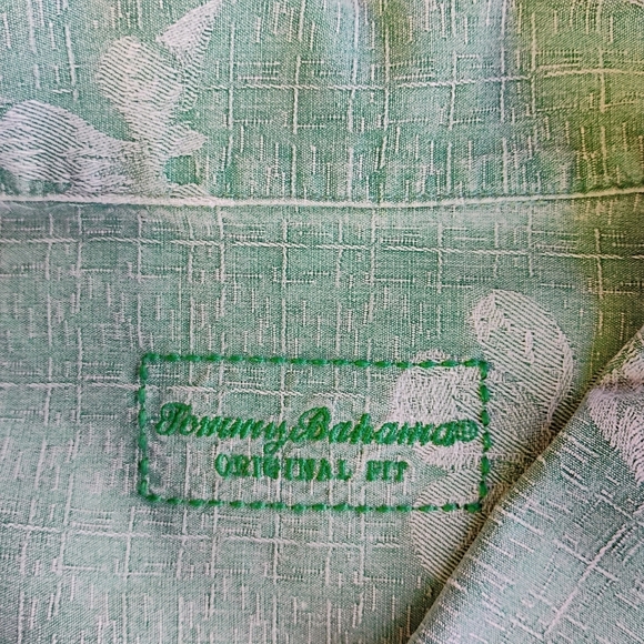 Tommy Bahama Silk Hawaiian Shirt Mens XXL Turquoise Tropical Florals Camp Beach - Picture 5 of 12